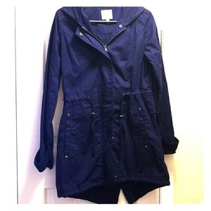 Navy blue hooded anorak jacket size medium
